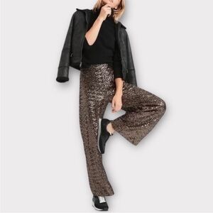 Banana Republic Gold Sequin Wide-Leg Pants NWT Glam Holiday NYE